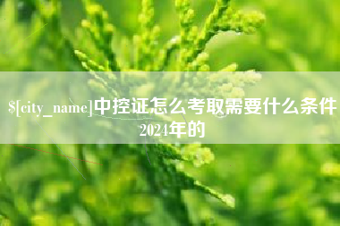 开封中控证怎么考取需要什么条件2024年的